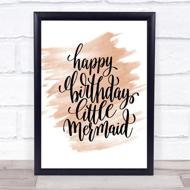 Birthday Mermaid Quote Print Watercolour Wall Art