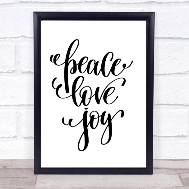 Wall Art Print, Peace, love and joy