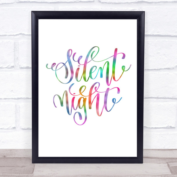 Christmas Silent Night Rainbow Quote Print