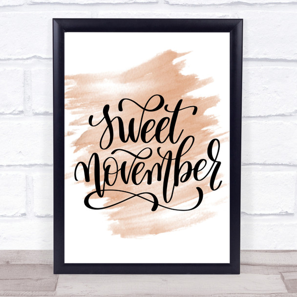 Sweet November Quote Print Watercolour Wall Art