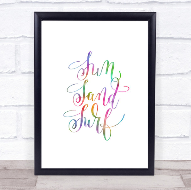 Sand Surf Rainbow Quote Print