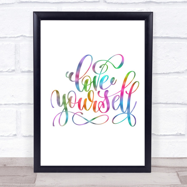 Love Yourself Swirl Rainbow Quote Print