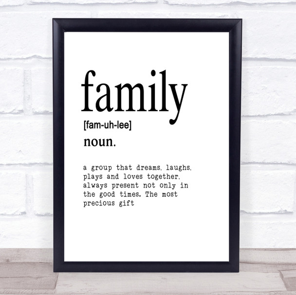 Word Definition Family Quote Print Poster Typography Word Art Picture