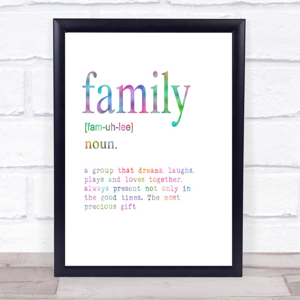 Word Definition Family Rainbow Quote Print