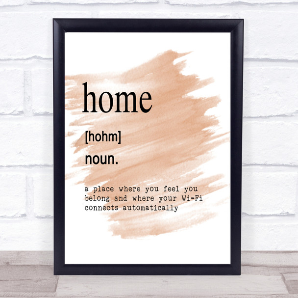 Word Definition Home Quote Print Watercolour Wall Art