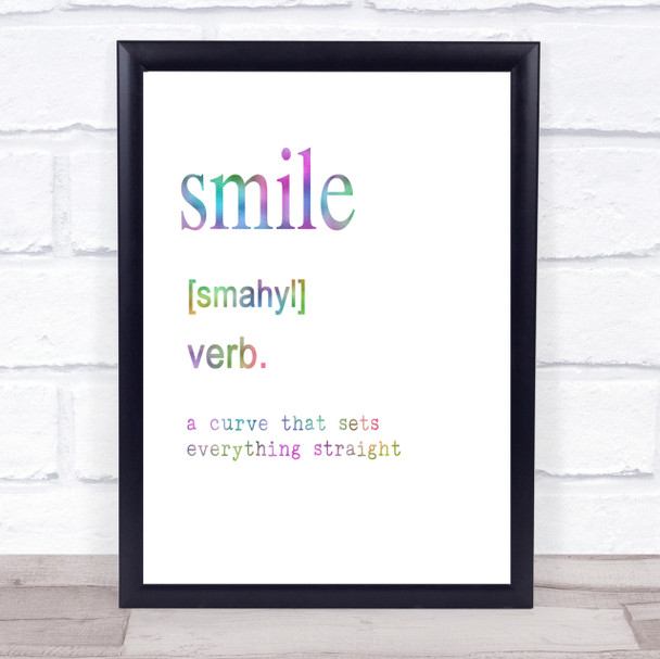 Word Definition Smile Rainbow Quote Print