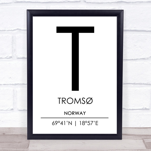 Tromso Norway Coordinates World City Travel Print