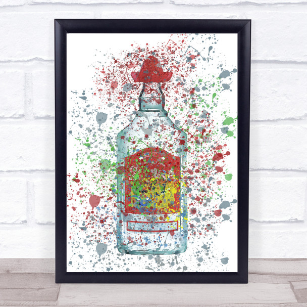 Watercolour Splatter Clear Mexican Tequila Bottle Wall Art Print