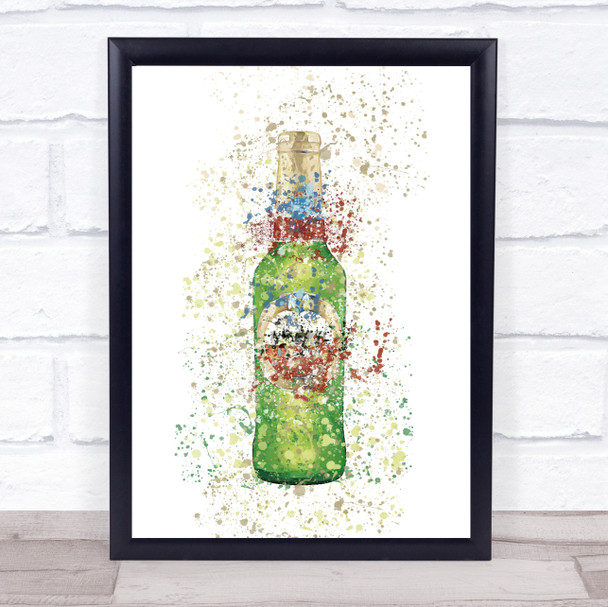 Watercolour Splatter Dutch Lager Bottle Wall Art Print
