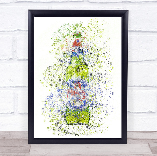 Watercolour Splatter Italian Lager Bottle Wall Art Print