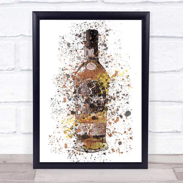 Watercolour Splatter Scottish Deer Whiskey Bottle Wall Art Print