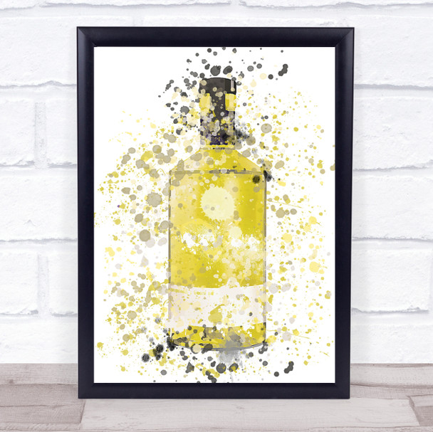 Watercolour Splatter Lemongrass & Ginger Gin Bottle Wall Art Print
