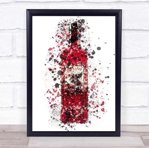 Watercolour Splatter London Red 24 Gin Bottle Wall Art Print