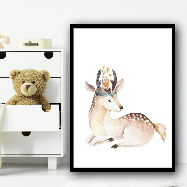 Cute Kids Deer Children's Nursery Bedroom Wall Art Print