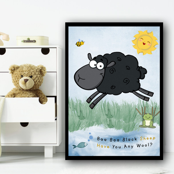 Baa Baa Black Sheep Nursery Rhyme Children's Nursery Bedroom Wall Art Print