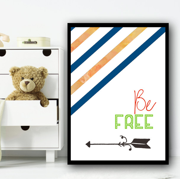 Adventure Be Free Blue Green Children's Nursery Bedroom Wall Art Print