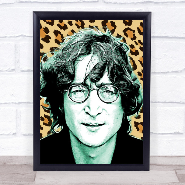 John Lennon Leopard Print Funky Framed Wall Art Print