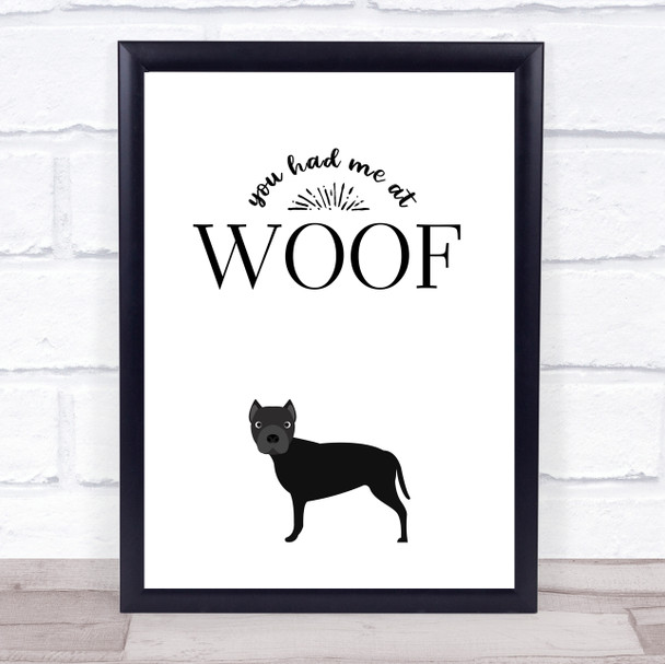 Dog Had Me At Woof Quote Typography Wall Art Print