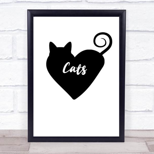 Heart Love Cats Quote Typography Wall Art Print