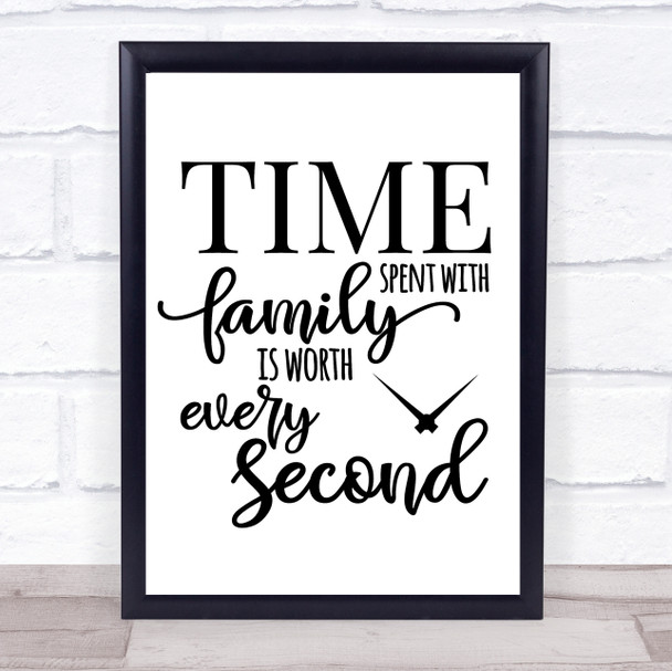 Time Family Worth Every Second Quote Typography Wall Art Print