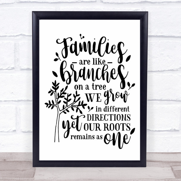 Family Are Like Tree Branches Quote Typography Wall Art Print