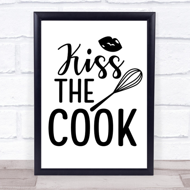 Kitchen Kiss The Cook Quote Typography Wall Art Print