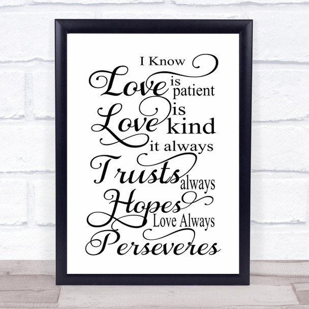 Love Is Patient Love Is Kind Quote Typography Wall Art Print