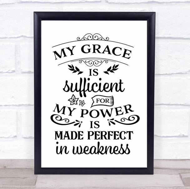 My Grace Is Sufficient Quote Typography Wall Art Print