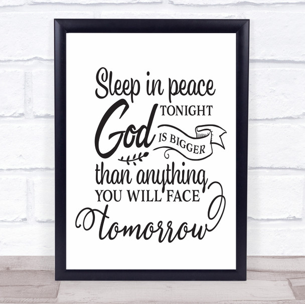 Sleep In Peace God Is Big Quote Typography Wall Art Print
