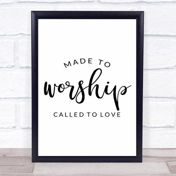 Christian Made To Worship Quote Typography Wall Art Print