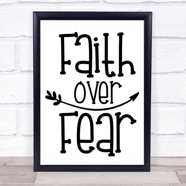 Faith Over Fear Quote Typography Wall Art Print