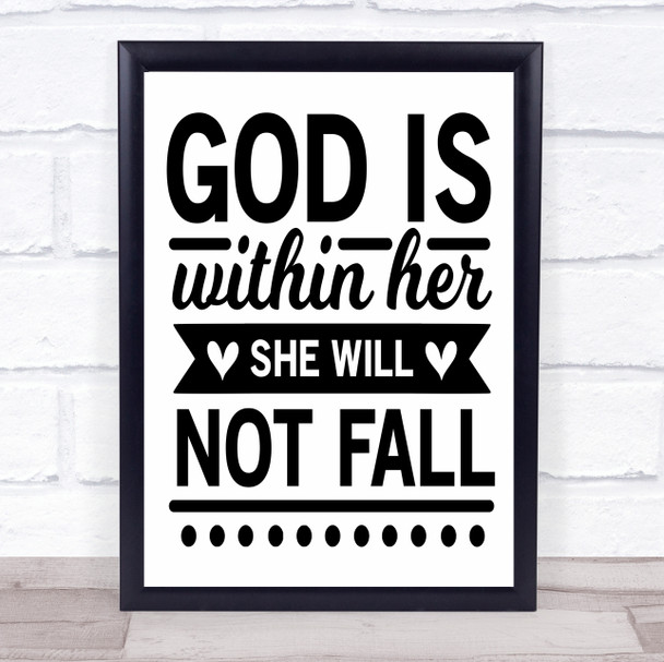 God Is Within Her She Will Not Fall Quote Typography Wall Art Print