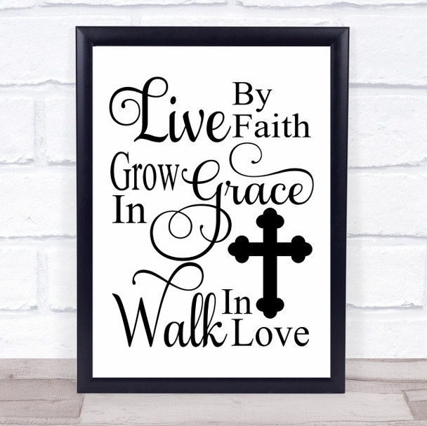 Live By Faith Christian Quote Typography Wall Art Print
