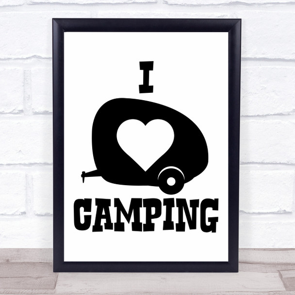 I Love Camping Caravan Quote Typography Wall Art Print