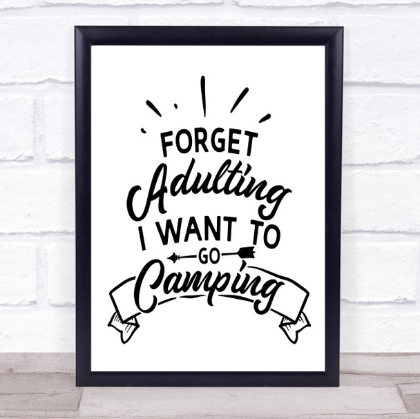 I Want To Go Camping Quote Typography Wall Art Print