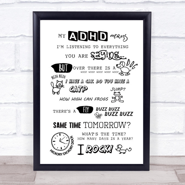 My Adhd Poster Quote Typography Wall Art Print