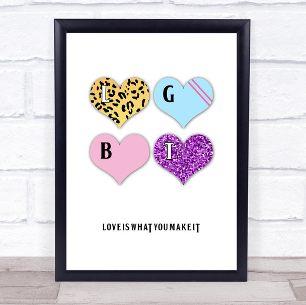 Rainbow Love Is What You Make It LGBT Quote Typography Wall Art Print