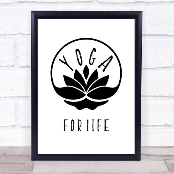 Yoga Lotus For Life Quote Typography Wall Art Print