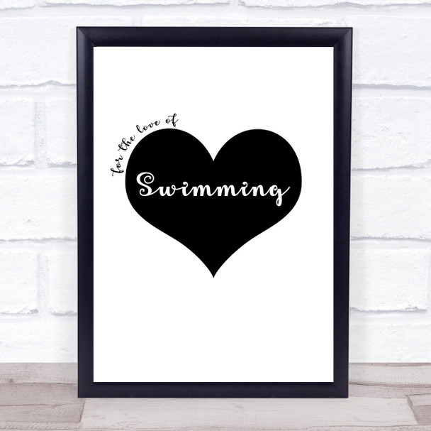 Love Swimming Quote Typography Wall Art Print