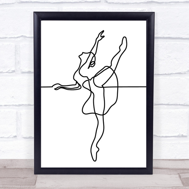 Black & White Line Art Lady Ballet Dancer Decorative Wall Art Print