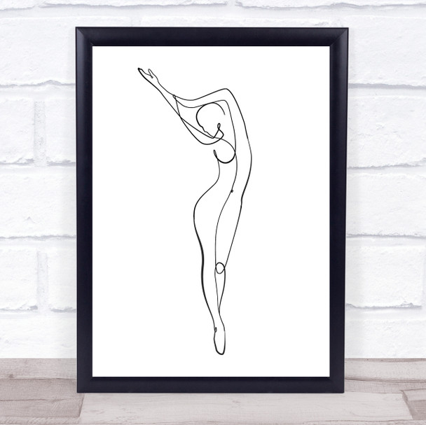 Black & White Line Art Female Silhouette Decorative Wall Art Print