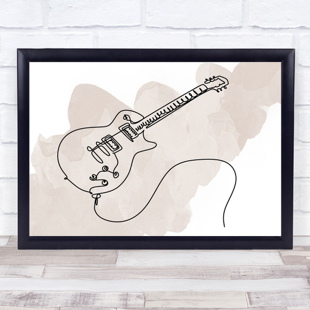 Watercolour Line Art Electric Guitar Decorative Wall Art Print