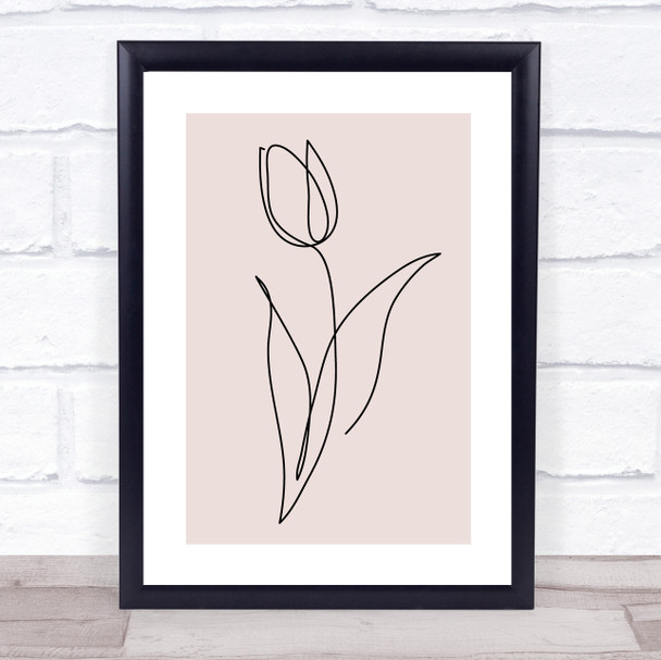 Block Colour Line Art Tulip Flower Decorative Wall Art Print