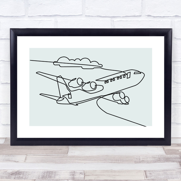 Block Colour Line Art Aeroplane Decorative Wall Art Print