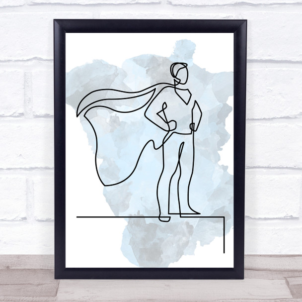 Watercolour Line Art Superhero Decorative Wall Art Print