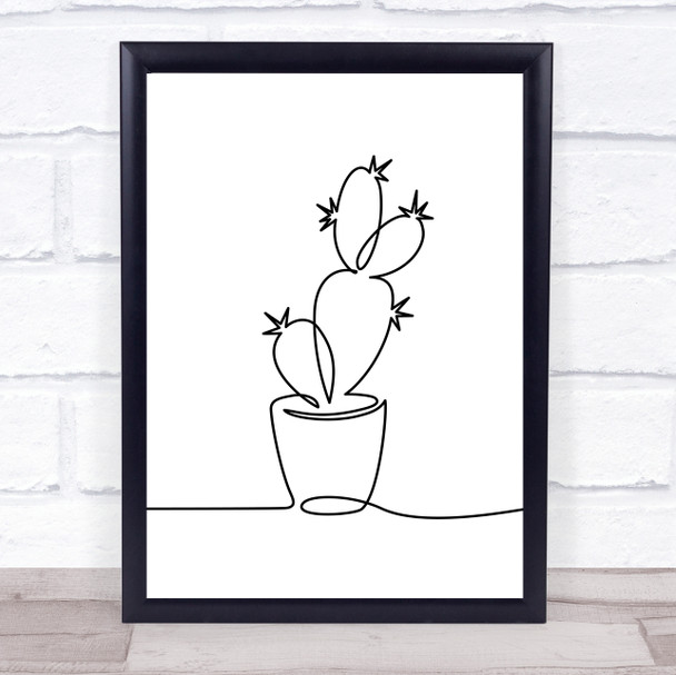 Black & White Line Art Cactus Decorative Wall Art Print