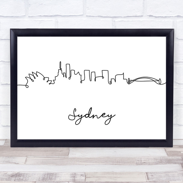 Black & White Line Art Sydney Decorative Wall Art Print