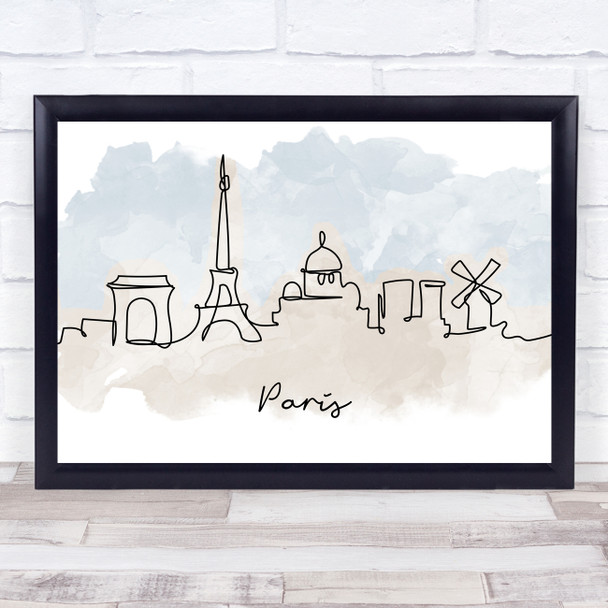 Watercolour Line Art Paris Decorative Wall Art Print