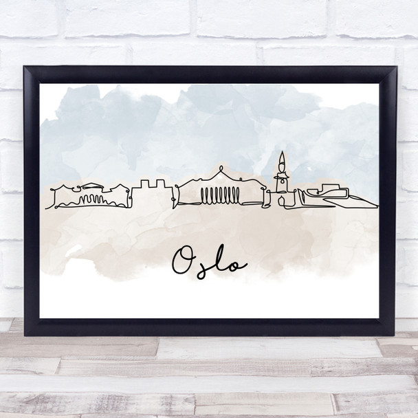 Watercolour Line Art Oslo Decorative Wall Art Print