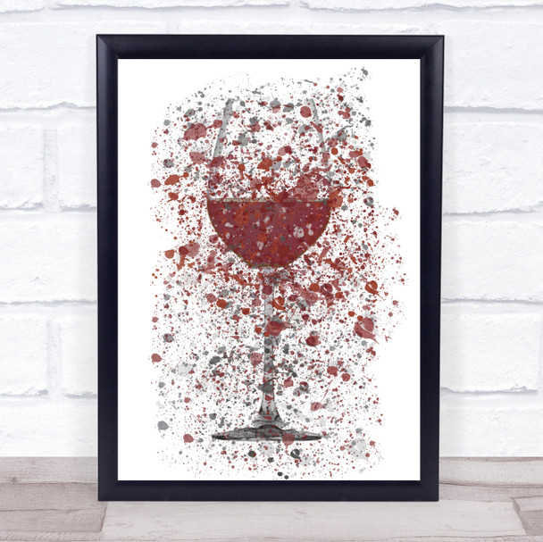 Watercolour Splatter Red Wine Glass Decorative Wall Art Print